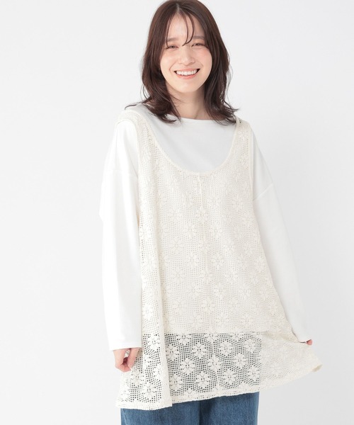 studio CLIP(スタディオクリップ)の「メッシュジャガードチュニックベスト(ベスト・レディース・カーキ/オフホワイト・FREE)」の12枚目の写真