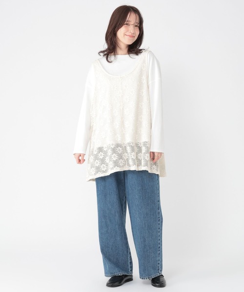 studio CLIP(スタディオクリップ)の「メッシュジャガードチュニックベスト(ベスト・レディース・カーキ/オフホワイト・FREE)」の15枚目の写真