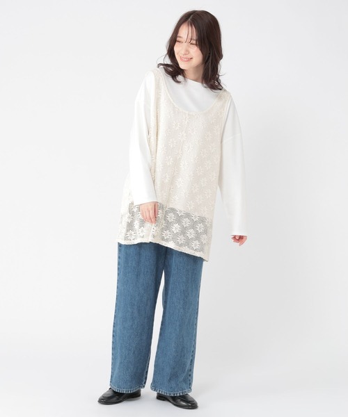 studio CLIP(スタディオクリップ)の「メッシュジャガードチュニックベスト(ベスト・レディース・カーキ/オフホワイト・FREE)」の16枚目の写真