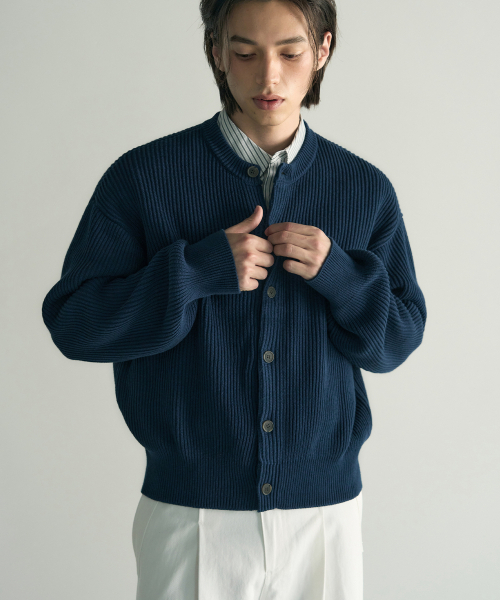 Arkive cotton knit cardigan — NAVY
