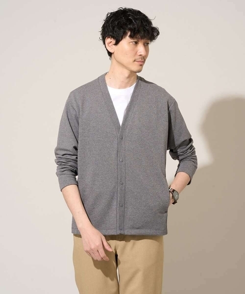 a.v.v（アーヴェヴェ）の「【イージーケア/洗濯機で洗える/毛玉になりにくい】ガーターカーディガン（カーディガン/ボレロ・メンズ・チャコールグレー/ダークインディゴブルー/ライトグレー・48/50/46）」の2枚目の写真