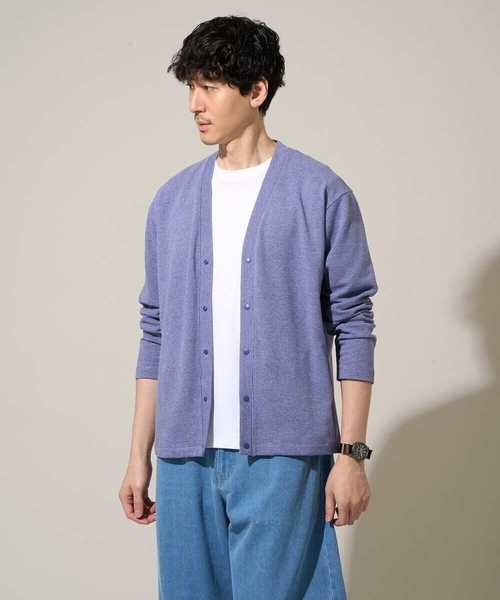 a.v.v（アーヴェヴェ）の「【イージーケア/洗濯機で洗える/毛玉になりにくい】ガーターカーディガン（カーディガン/ボレロ・メンズ・チャコールグレー/ダークインディゴブルー/ライトグレー・48/50/46）」の8枚目の写真