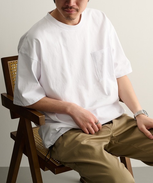 Goodwear（グッドウェア）の「【Goodwear】ドロスト ポケ付きS/S BIG TEE 2W7-16200（Tシャツ/カットソー・メンズ・ホワイト/ブラック/杢グレー・M/L/XL）」の2枚目の写真