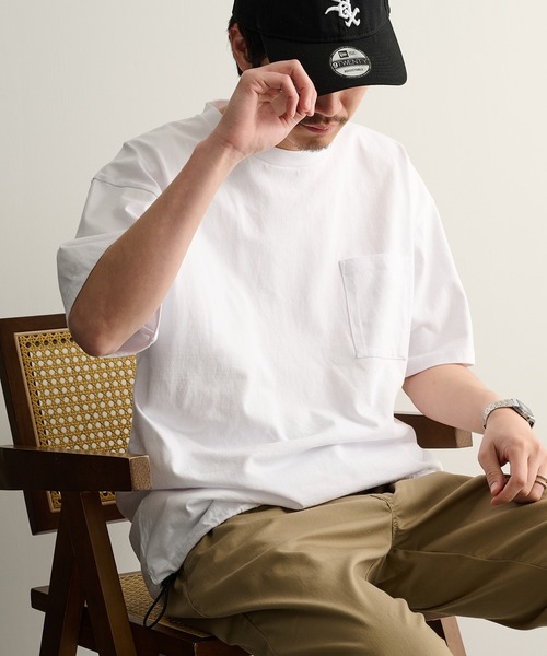 Goodwear（グッドウェア）の「【Goodwear】ドロスト ポケ付きS/S BIG TEE 2W7-16200（Tシャツ/カットソー・メンズ・ホワイト/ブラック/杢グレー・M/L/XL）」の13枚目の写真