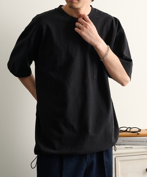 Goodwear（グッドウェア）の「【Goodwear】ドロスト ポケ付きS/S BIG TEE 2W7-16200（Tシャツ/カットソー・メンズ・ホワイト/ブラック/杢グレー・M/L/XL）」の4枚目の写真