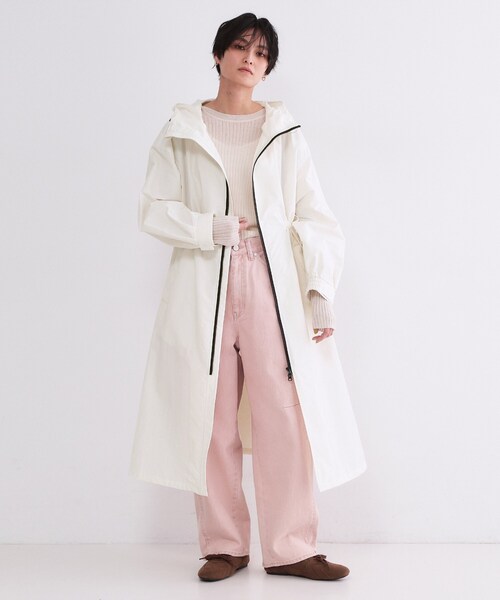 OPAQUE.CLIP(オペークドットクリップ)の「撥水フードZIPロングコート【洗濯機OK】(その他アウター・レディース・オフホワイト/チャコールグレー・42/40/38)」の1枚目の写真