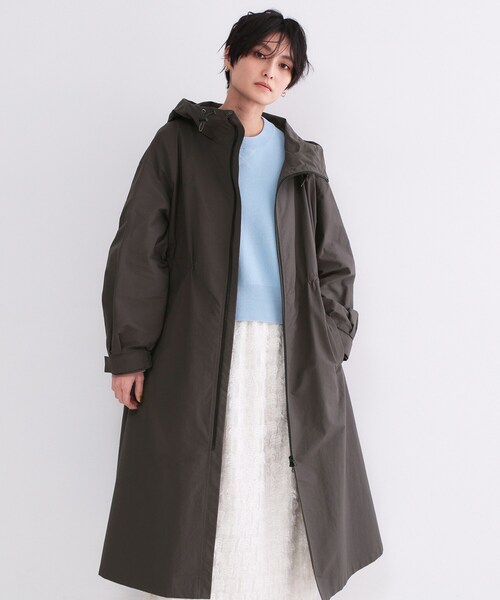 OPAQUE.CLIP(オペークドットクリップ)の「撥水フードZIPロングコート【洗濯機OK】(その他アウター・レディース・オフホワイト/チャコールグレー・42/40/38)」の7枚目の写真