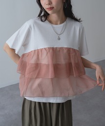 【SABUROKU】シアー感 のある フリル で華やぐ デザイン 半袖 Tシャツ