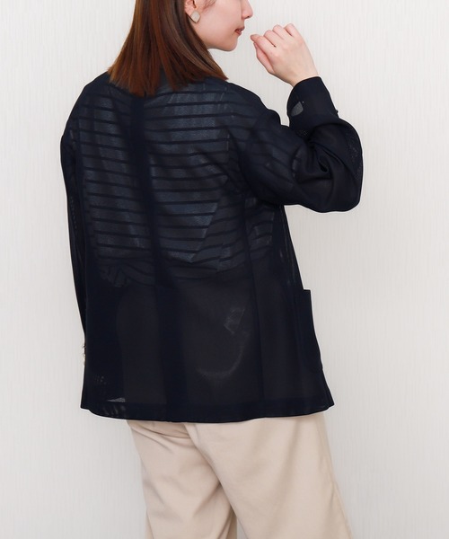 libelle more（リベル モア）の「メッシュジャガードシアーテーラードジャケット（テーラードジャケット・レディース・ブラック/ベージュ/ネイビー/オフホワイト/ブラウン・M/L）」の6枚目の写真