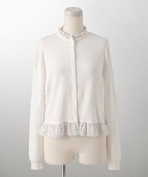 ドットコンビ ニット カーディガン HUIT