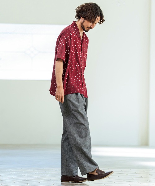 Magine（マージン）の「mhs2545- Printed Fabric Open Collar Five Sleeve Shirt 五分袖オープンカラーシャツ(MGN-261-004)（シャツ/ブラウス・メンズ・ベージュ/ブラック/ワイン・48/46/44）」の8枚目の写真