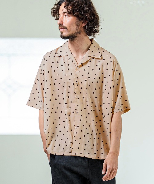 Magine（マージン）の「mhs2545- Printed Fabric Open Collar Five Sleeve Shirt 五分袖オープンカラーシャツ(MGN-261-004)（シャツ/ブラウス・メンズ・ベージュ/ブラック/ワイン・48/46/44）」の10枚目の写真