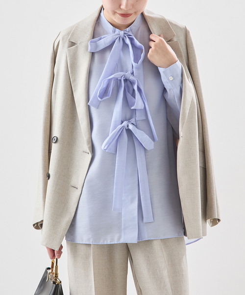 journal standard L'essage(ジャーナルスタンダードレサージュ)の「シアーサテンリボンブラウス(シャツ/ブラウス・レディース・ブラック/ホワイト/サックスブルー・FREE)」の3枚目の写真