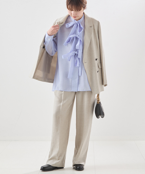 journal standard L'essage(ジャーナルスタンダードレサージュ)の「シアーサテンリボンブラウス(シャツ/ブラウス・レディース・ブラック/ホワイト/サックスブルー・FREE)」の17枚目の写真