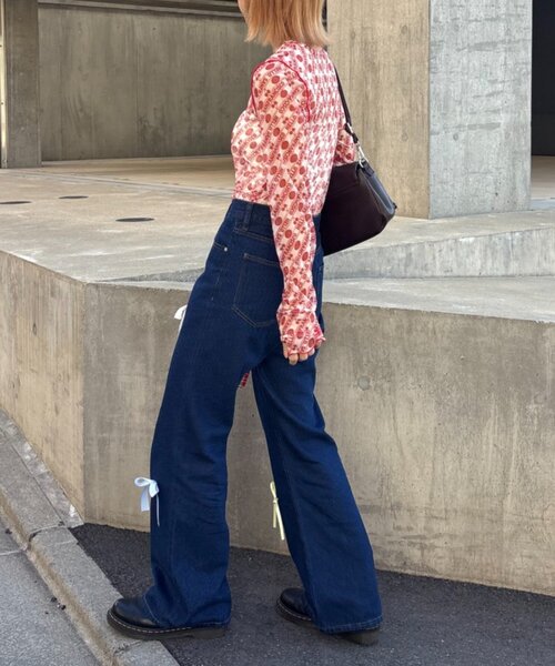 HELLO.SANFRANCISCO(ハローサンフランシスコ)の「【HELLO.SANFRANCISCO/ハローサンフランシスコ】チェリー柄シアープリントTEE(Tシャツ/カットソー・レディース・レッド/ブラウン/ブラック・ONE SIZE)」の12枚目の写真