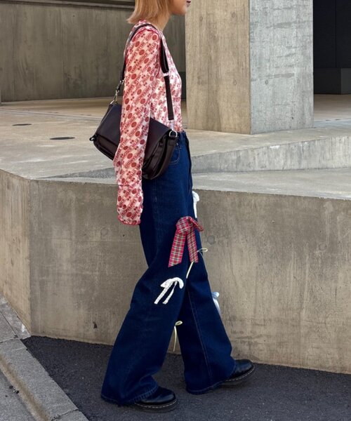 HELLO.SANFRANCISCO(ハローサンフランシスコ)の「【HELLO.SANFRANCISCO/ハローサンフランシスコ】チェリー柄シアープリントTEE(Tシャツ/カットソー・レディース・レッド/ブラウン/ブラック・ONE SIZE)」の13枚目の写真