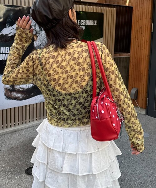 HELLO.SANFRANCISCO(ハローサンフランシスコ)の「【HELLO.SANFRANCISCO/ハローサンフランシスコ】チェリー柄シアープリントTEE(Tシャツ/カットソー・レディース・レッド/ブラウン/ブラック・ONE SIZE)」の17枚目の写真