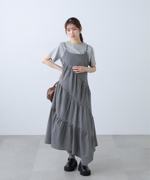 FREE'S MART（フリーズマート）の「◆チェック柄エスカルゴティアードキャミワンピース（ワンピース・レディース・ベージュ系その他/イエロー系その他/ブラック系その他・SMALL/MEDIUM）」の17枚目の写真