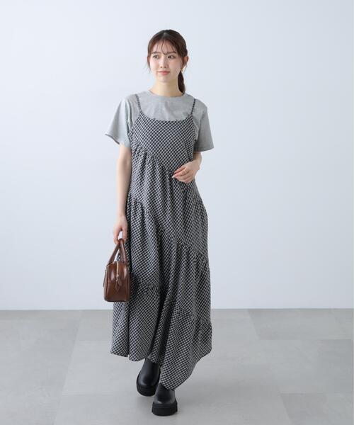 FREE'S MART（フリーズマート）の「◆チェック柄エスカルゴティアードキャミワンピース（ワンピース・レディース・ベージュ系その他/イエロー系その他/ブラック系その他・SMALL/MEDIUM）」の18枚目の写真