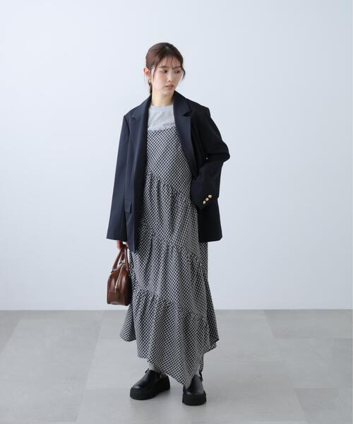 FREE'S MART（フリーズマート）の「◆チェック柄エスカルゴティアードキャミワンピース（ワンピース・レディース・ベージュ系その他/イエロー系その他/ブラック系その他・SMALL/MEDIUM）」の19枚目の写真