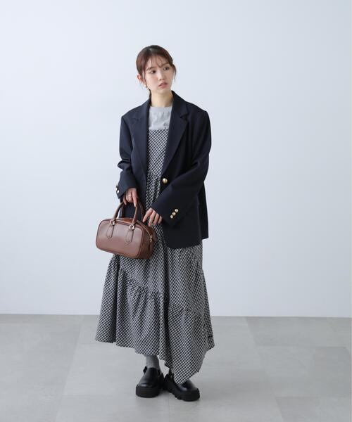 FREE'S MART（フリーズマート）の「◆チェック柄エスカルゴティアードキャミワンピース（ワンピース・レディース・ベージュ系その他/イエロー系その他/ブラック系その他・SMALL/MEDIUM）」の20枚目の写真