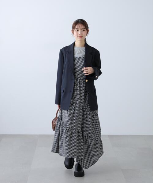 FREE'S MART（フリーズマート）の「◆チェック柄エスカルゴティアードキャミワンピース（ワンピース・レディース・ベージュ系その他/イエロー系その他/ブラック系その他・SMALL/MEDIUM）」の21枚目の写真