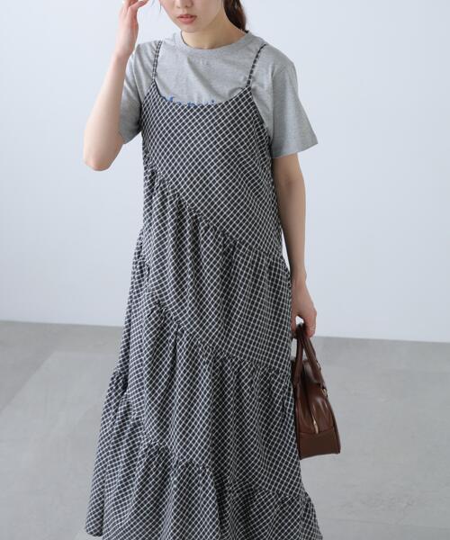 FREE'S MART（フリーズマート）の「◆チェック柄エスカルゴティアードキャミワンピース（ワンピース・レディース・ベージュ系その他/イエロー系その他/ブラック系その他・SMALL/MEDIUM）」の22枚目の写真