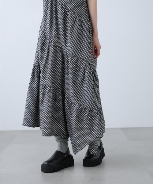 FREE'S MART（フリーズマート）の「◆チェック柄エスカルゴティアードキャミワンピース（ワンピース・レディース・ベージュ系その他/イエロー系その他/ブラック系その他・SMALL/MEDIUM）」の10枚目の写真