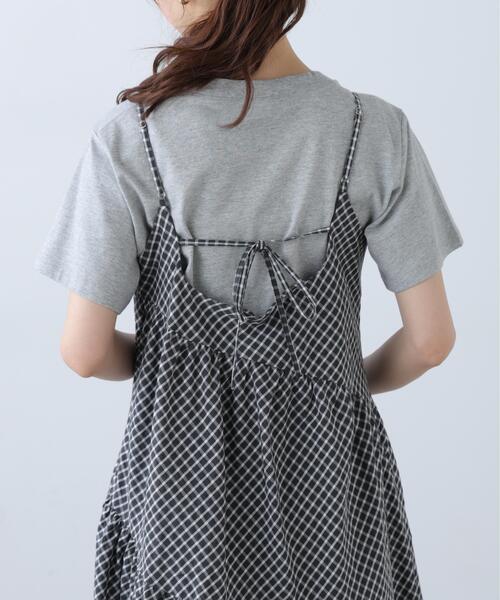 FREE'S MART（フリーズマート）の「◆チェック柄エスカルゴティアードキャミワンピース（ワンピース・レディース・ベージュ系その他/イエロー系その他/ブラック系その他・SMALL/MEDIUM）」の12枚目の写真