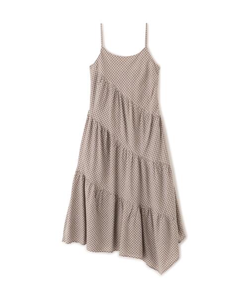 FREE'S MART（フリーズマート）の「◆チェック柄エスカルゴティアードキャミワンピース（ワンピース・レディース・ベージュ系その他/イエロー系その他/ブラック系その他・SMALL/MEDIUM）」の14枚目の写真