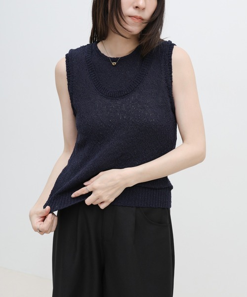 select MOCA(セレクトモカ)の「スラブヤーンニットレイヤードデザインタンク(ニット/セーター・レディース・ブラウン/ネイビー/ベージュ・FREE)」の18枚目の写真