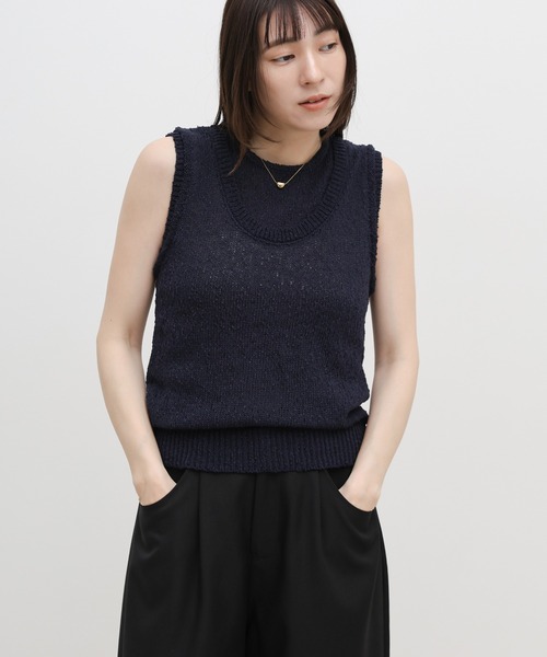 select MOCA(セレクトモカ)の「スラブヤーンニットレイヤードデザインタンク(ニット/セーター・レディース・ブラウン/ネイビー/ベージュ・FREE)」の20枚目の写真