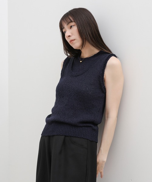 select MOCA(セレクトモカ)の「スラブヤーンニットレイヤードデザインタンク(ニット/セーター・レディース・ブラウン/ネイビー/ベージュ・FREE)」の19枚目の写真
