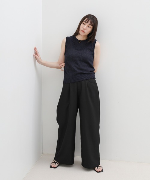 select MOCA(セレクトモカ)の「スラブヤーンニットレイヤードデザインタンク(ニット/セーター・レディース・ブラウン/ネイビー/ベージュ・FREE)」の22枚目の写真