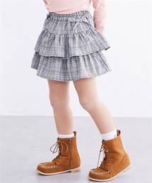 QUNTSTYLE（キュントスタイル）の「リボン付きラメチェック柄パンツインフリルスカート（女の子）（スカート）」