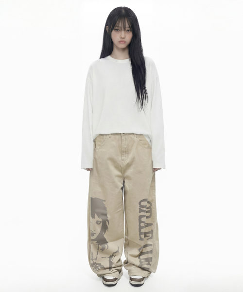 GRAVER（グレーバー）の「[ユニセックス]CORPGIRL コットンワイドパンツ（その他パンツ・レディース・Beige・MEDIUM/LARGE）」の2枚目の写真
