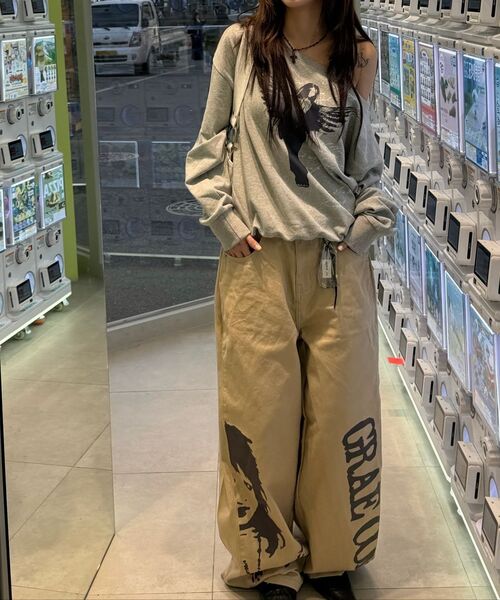 GRAVER（グレーバー）の「[ユニセックス]CORPGIRL コットンワイドパンツ（その他パンツ・レディース・Beige・MEDIUM/LARGE）」の6枚目の写真