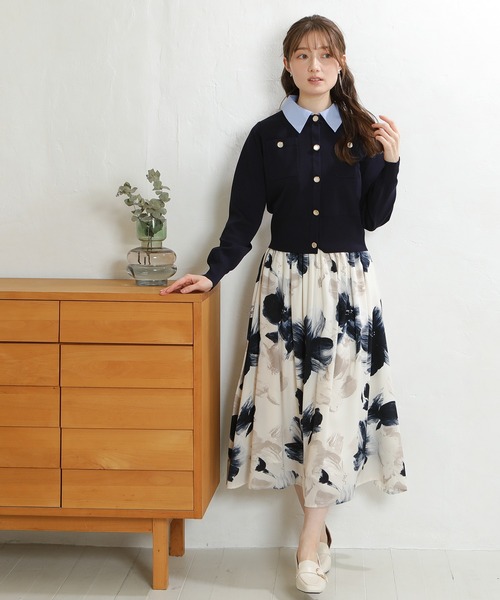 ASTORIA ODIER（アストリアオディール）の「ウエストゴム花柄スカート（スカート・レディース・ブルー/レッド・MEDIUM/SMALL）」の15枚目の写真