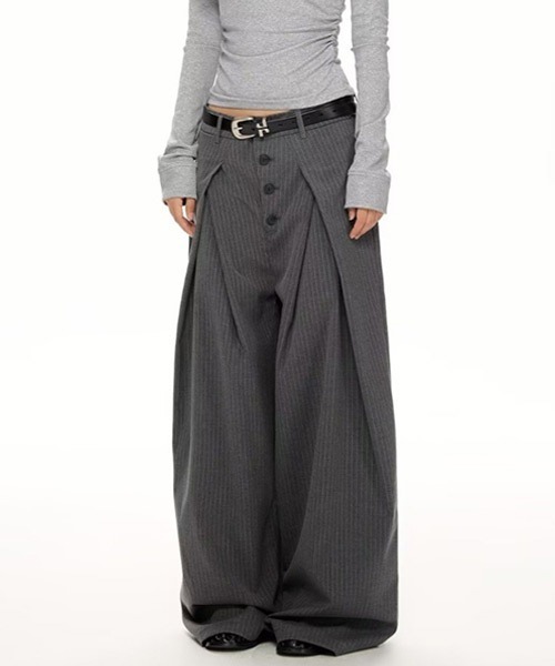 Ressaca(レサーカ)の「フロントボタンストライプスラックスパンツ(スラックス・メンズ・ブラック/グレー・L/M/XL)」の10枚目の写真