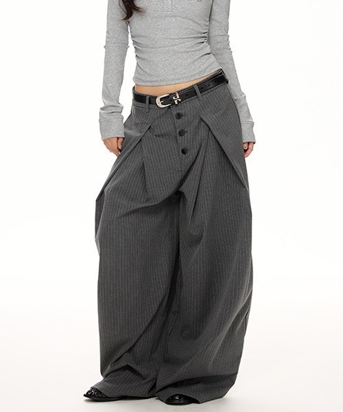 Ressaca(レサーカ)の「フロントボタンストライプスラックスパンツ(スラックス・メンズ・ブラック/グレー・L/M/XL)」の9枚目の写真