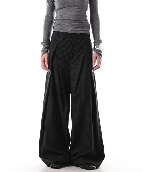 Ressaca(レサーカ)の「フロントボタンストライプスラックスパンツ(スラックス・メンズ・ブラック/グレー・L/M/XL)」の4枚目の写真