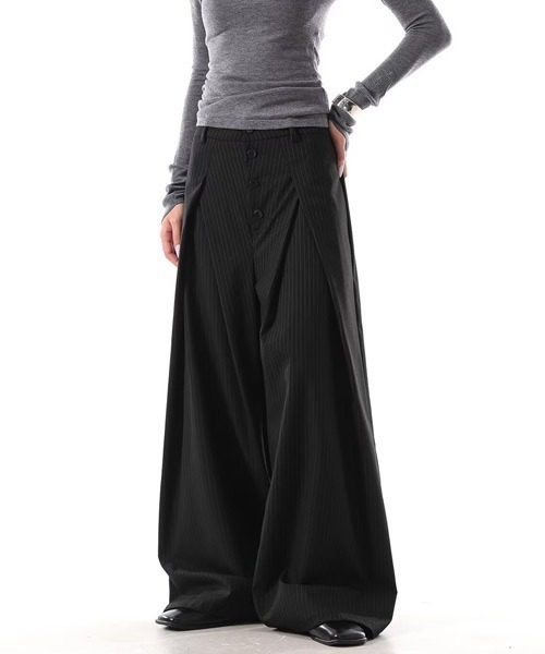 Ressaca(レサーカ)の「フロントボタンストライプスラックスパンツ(スラックス・メンズ・ブラック/グレー・L/M/XL)」の5枚目の写真