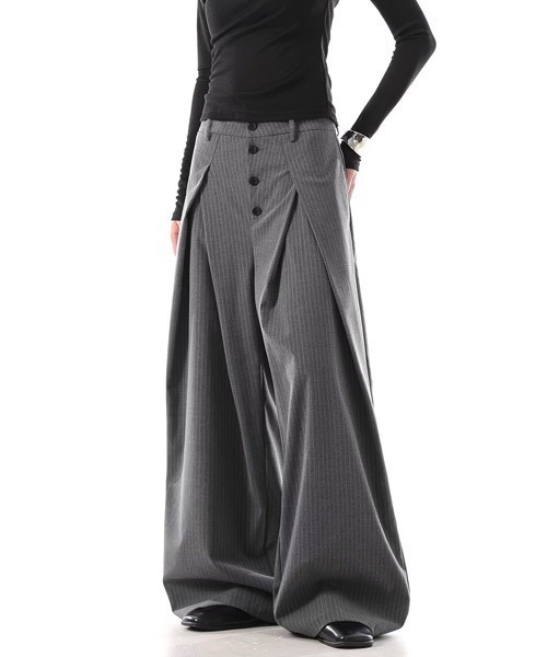 Ressaca(レサーカ)の「フロントボタンストライプスラックスパンツ(スラックス・メンズ・ブラック/グレー・L/M/XL)」の12枚目の写真