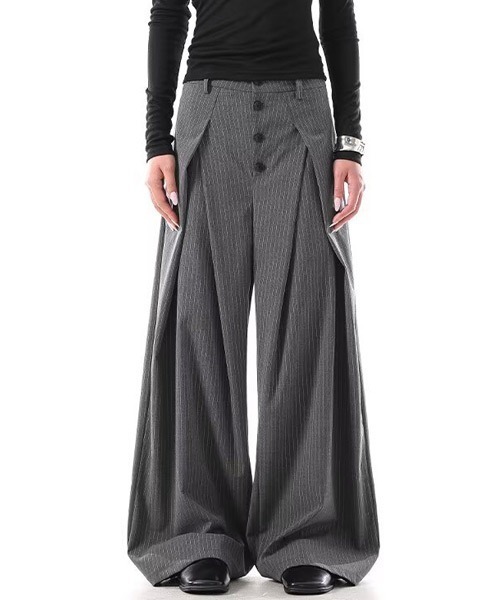 Ressaca(レサーカ)の「フロントボタンストライプスラックスパンツ(スラックス・メンズ・ブラック/グレー・L/M/XL)」の13枚目の写真