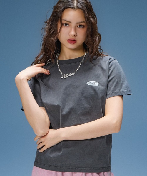 X-girl(エックスガール)の「FADED OVAL LOGO S/S TEE(Tシャツ/カットソー・レディース・ブラック/レッド/ベージュ・S/M/L)」の5枚目の写真