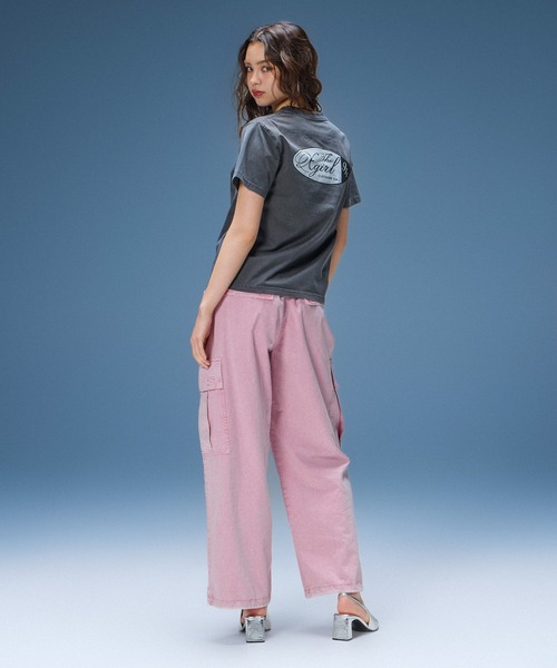 X-girl(エックスガール)の「FADED OVAL LOGO S/S TEE(Tシャツ/カットソー・レディース・ブラック/レッド/ベージュ・S/M/L)」の6枚目の写真