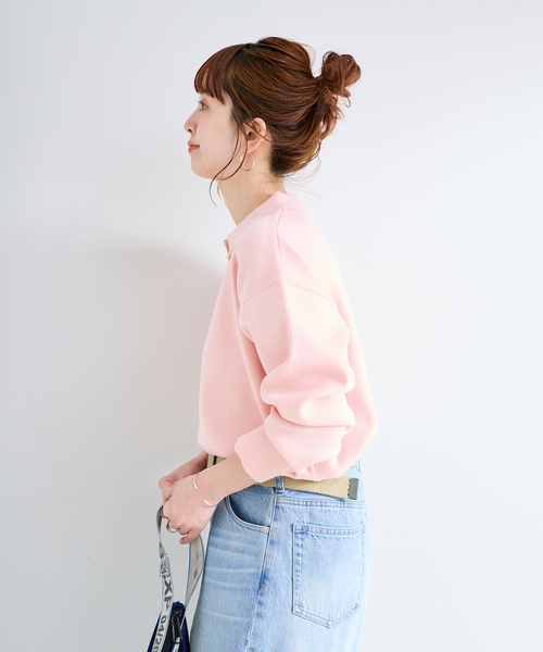 B.C STOCK(ベーセーストック)の「手洗い可 / 襟付きスキッパーニット(ニット/セーター・レディース・ピンク系その他/サックスブルー/ライトグレー・FREE)」の8枚目の写真