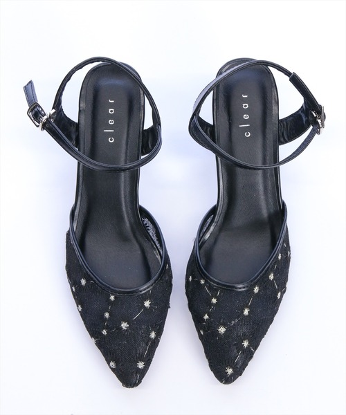 clear（クリア）の「フラワーメッシュミュール（パンプス・レディース・アイボリー/ブラック・L/M）」の6枚目の写真