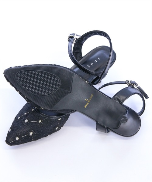 clear（クリア）の「フラワーメッシュミュール（パンプス・レディース・アイボリー/ブラック・L/M）」の7枚目の写真