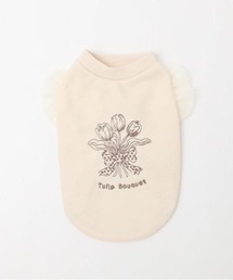 moncheri（モンシェリ）の「ショルダーチュールフリルチューリップ刺繍トップス（ペットウェア）」